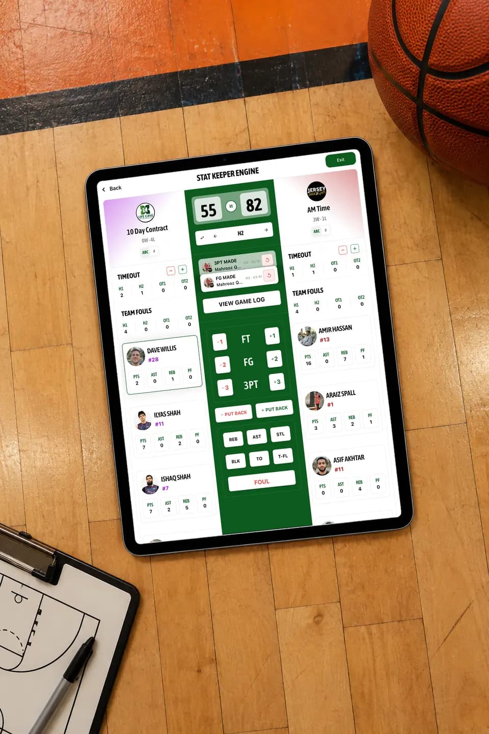 GameGrid Stat Keeper on an iPad on a gym floor